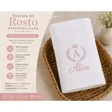Toalha de Rosto Dohler Artesanalle Personalizada Bordada com Nome 50x80cm