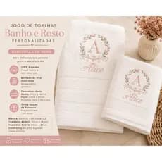 Jogo de Toalhas Banho e Rosto Dohler Artesanalle Personalizado Bordado com Nome