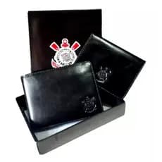 Carteira Masculina Corinthians +porta Cartão Couro Legítimo