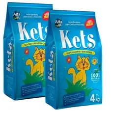 Kit 2 Areias Higiênica Sanitária Para Gatos Kets Natural 4kg Premium