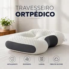 Travesseiro Ortopédico Cervical Anatômico Antialérgico Fibra Silicone Lavável