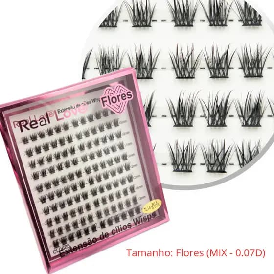 Cilios Tufinhos Sem Nó Curvatura D Modelo FLORES - Real Love