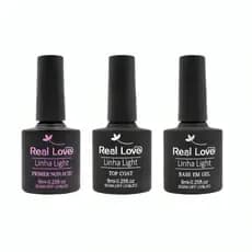 Kit 3 Preparadores-Primer-Top Coat-Base em Gel-Real Love