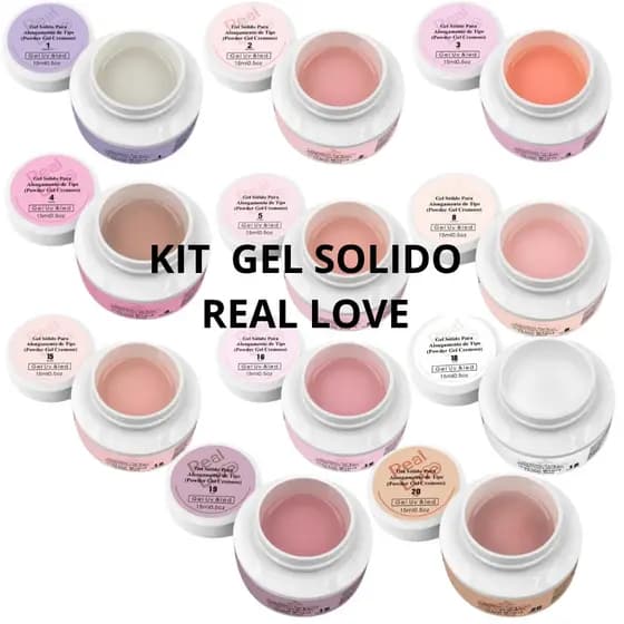 Kit Especial 2 Gel Sólido de Alongamento para Tips - Powder Gel Cremoso - Real Love
