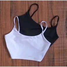 Cropped Alça Alcinha Crop Suplex Branco Preto Top