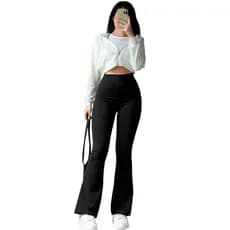 Calça Legging Flare Bailarina Boca de Sino Suplex Cintura Alta Feminina