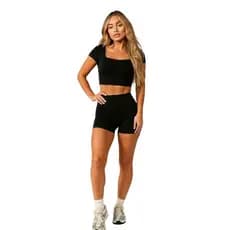 Short Feminino Suplex Academia Fitness Cintura Alta Shortinho Treino Preto