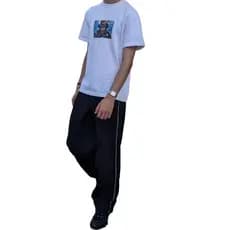 Calça larga masculina skatista folgada reta tactel preta