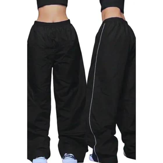 Kit 2 Calças Tactel Largas Reta Unissex com Bolsos Streetwear Esportiva