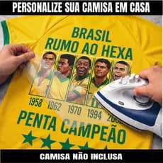 Arte termocolante dtf copa brasil personalize com ferro de passar em casa