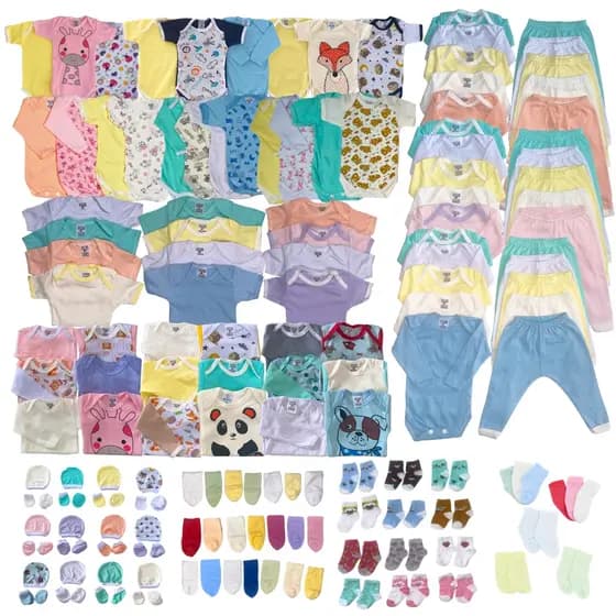 Kit 32 Peças Body Calça Enxoval Bebê Completo –  Menino/Menina – Macio e Confortável