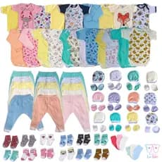Kit enxoval 27 peças body mijão touca e meias de bebê menino e menina unissex Algodão