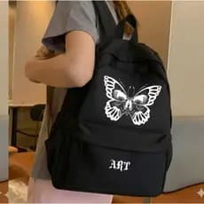 Mochila Feminina Borboleta Escolar Infantil Reforçada Academia Trabalho Impermeável
