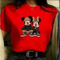Camiseta Feminina T-Shirt Estampada mickey e minnie 100% Algodão