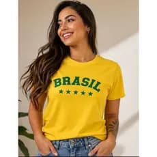 Blusa feminina T-Shirt estampa do Brasil Copa do Mundo 2026