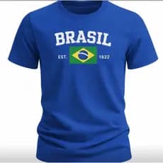 Camisa do Brasil Masculina Seleção Brasileira 100% Algodão Copa do Mundo Hexa Estampa Brasil