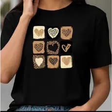 Blusnha Estilosa Camiseta Feminina Estamapada Corações Animal Print
