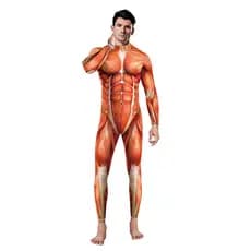 Halloween 3D Festa Muscular Impresso Macacão Elástico Anatomia Humana Corpo Bodysuit Cosplay Traje Catsuit