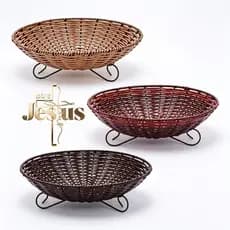 Fruteira redonda de mesa S balcão/cestinho junco sintético