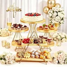 Kit Completo 5 Boleiras + Suporte Escadinha para doces e salgados– Bom Jesus