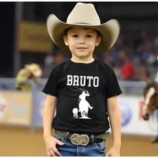 Camiseta Masculina Country Infantil BRUTO Pecuária Cavalgada Cavalo Roça