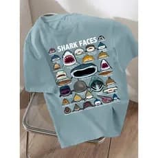 Camiseta infantil Tubarão básica 100% algodão 30.1 penteada