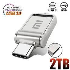 Unidade Flash USB De Metal De 2 Tb 256 Gb 512 1 2 Em 1 USB3.0 Memory Stick Para SmartPhone/Tablet/Computação Tipo C
