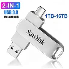 Pen Drive USB 3.0 2 Em 1 Dual Type C Flash 1TB/2TB/4TB/8TB/16TB Mental De Alta Velocidade U Disco De Memória Portátil