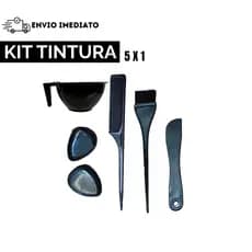 Kit Tintura Capilar 5x1 Profissional Tigela Pincel Pente de Cabelo Espátula Protetores Térmicos