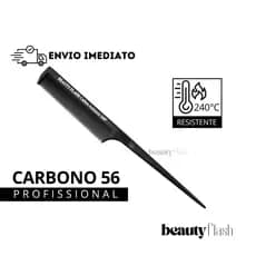Pente Carbono Antiestático Antifrizz 56 Beauty Flash Profissional Cerdas finas e Cabo fino