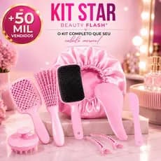 Kit Beauty Flash 9 Itens Escova Raquete Flex Escova Mágica Polvo Massageador Silicone Touca Cetim