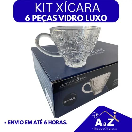 Jogo 6 peças canequinha caneca xícara em vidro luxo 200ml
