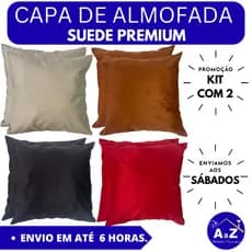 KIT 2 CAPA DE ALMOFADA SUEDE PREMIUM 45X45 ZIPER INVISIVEL QUALIDADE TOP