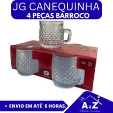 Jogo 4 peças caneca xícara em vidro barroco wheaton