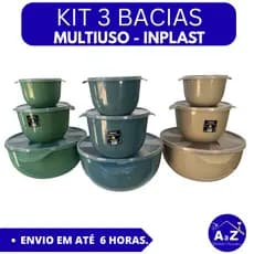 CONJUNTO POTE COM TAMPA BACIA AQUARELA TIGELAS MULTIUSO OTIMA VEDAÇÃO | INPLAST
