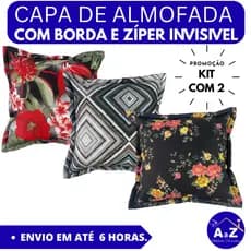 KIT 2 CAPA DE ALMOFADA COM BORDA GORGURINHO PREMIUM 45X45 ZIPER INVISIVEL QUALIDADE