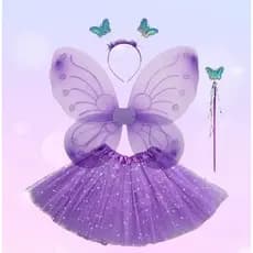 kit 04 Peças Fantasia Carnaval Asa Borboleta Tamanho Único - Infantil