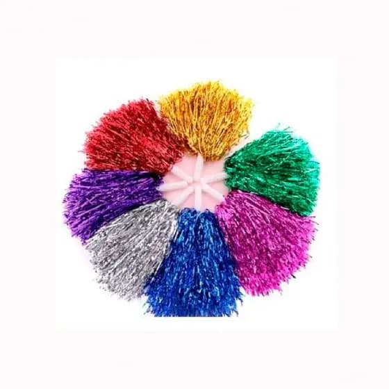 KIT COM 02 POMPOM METALIZADO LÍDER DE TORCIDA FESTAS E SHOW