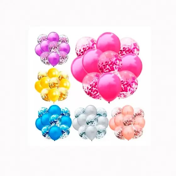 Kit Balão Confete / Metálico 10un Cores