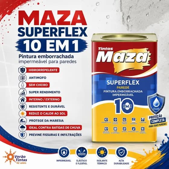 TINTA PINTURA EMBORRACHADA IMPERMEÁVEL SUPERFLEX 18KG MAZA