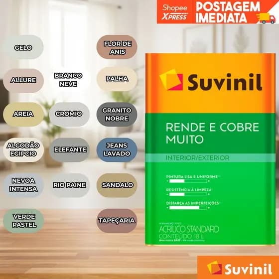 TINTA RENDE E COBRE MUITO SUVINIL 18L - VÁRIAS CORES