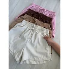 Short Tecido LINHO Com Bolsos Soltinho Elástico Cintura Leve Básico Look Estiloso Casual Moda Moderno