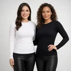 Kit 2 Blusa Peluciada Feminina Térmica Segunda Pele Confortável Casual Manga Longa Inverno 2026