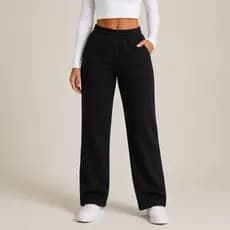 Calça Moletom Pantalona Feminina Wide Leg Peluciada Com Bolso Confortável Casual Inverno 2026