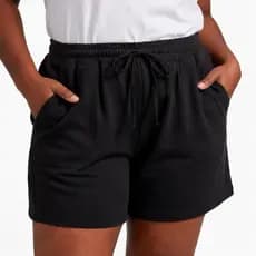 Short Feminino Plus Size Moletom com Bolsos Cintura Elástica Casual Confortável G1 ao G3