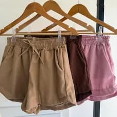 Shorts Feminino de Linho Casual Confortável M ao GG Cores Variadas Estilo Verão