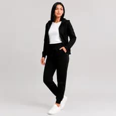 Conjunto Moletom Feminino Flanelado Jaqueta Zíper Capuz + Calça Jogger Confortável Casual Inverno 2026