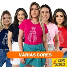 BLUSA FEMININA CAMISETA 100% DE ALGODÃO T-SHIRT CASUAL MODA CATÓLICA CRISTÃ NOSSA SENHORA APARECIDA