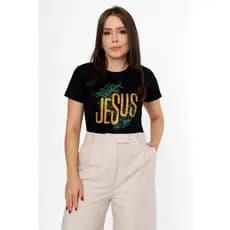BLUSA FEMININA ESTILOSA T-SHIRT CSUAL CRISTÃ JESUS FOLHAS PÉROLAS BLUSA 100% DE ALGODÃO