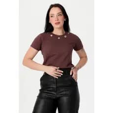 CAMISETA FEMININA ILHÓS DOURADO PREMIUM VÁRIAS CORES